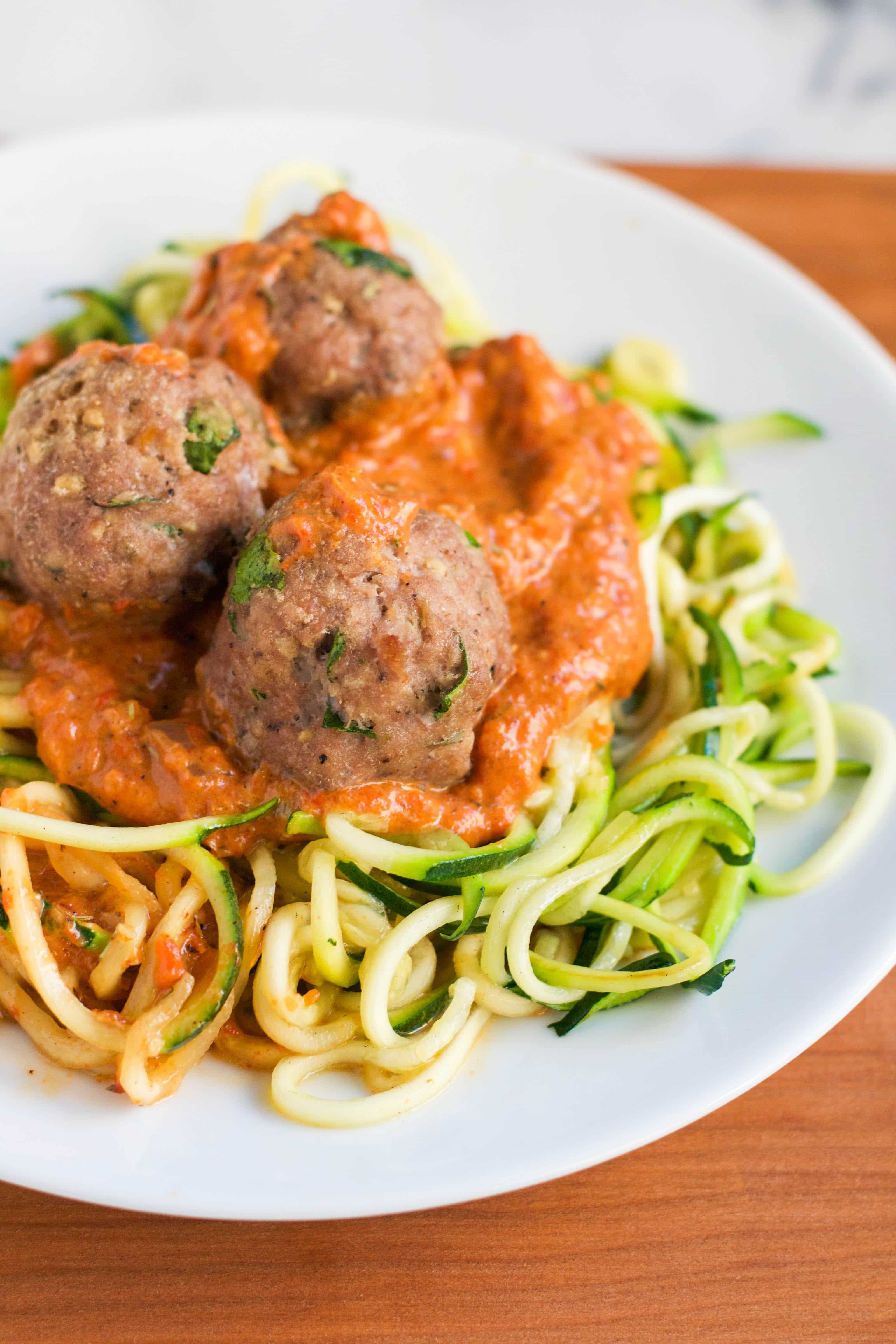 Turkey Meatballs with Roasted Red Pepper Sauce