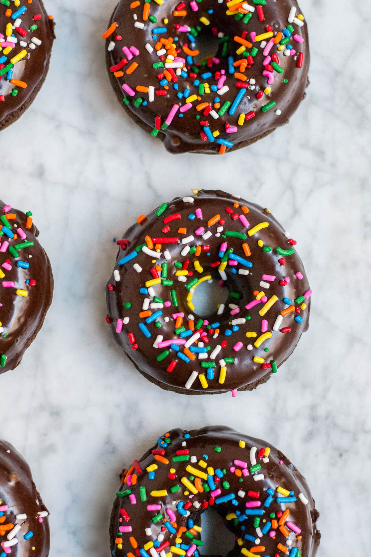 Gluten-Free Baked Chocolate Sprinkle Donuts