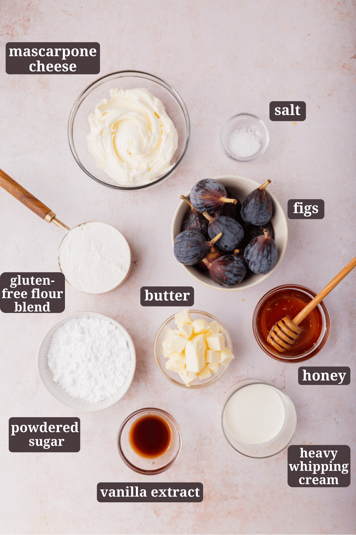 Ingredients for making gluten-free fig tart.