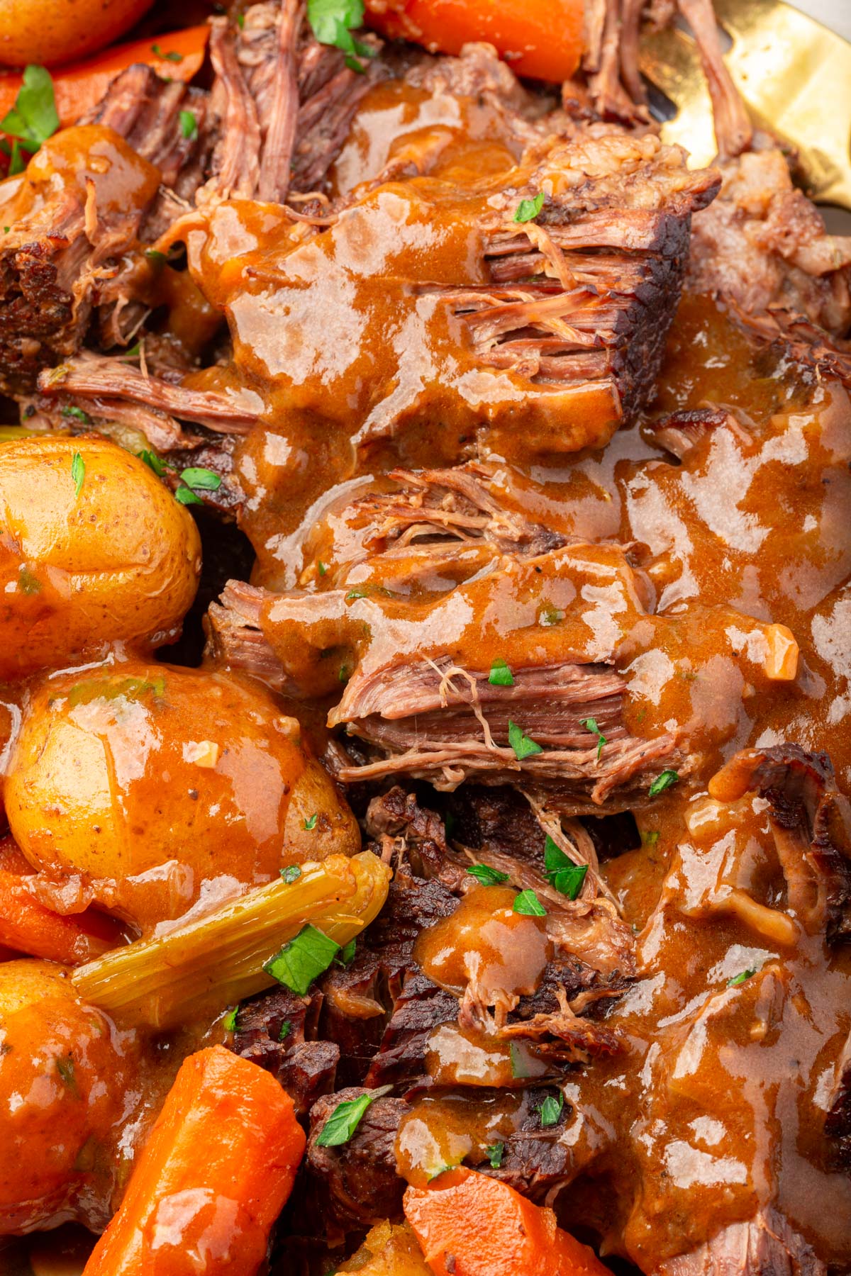 Close up image of gluten-free pot roast.
