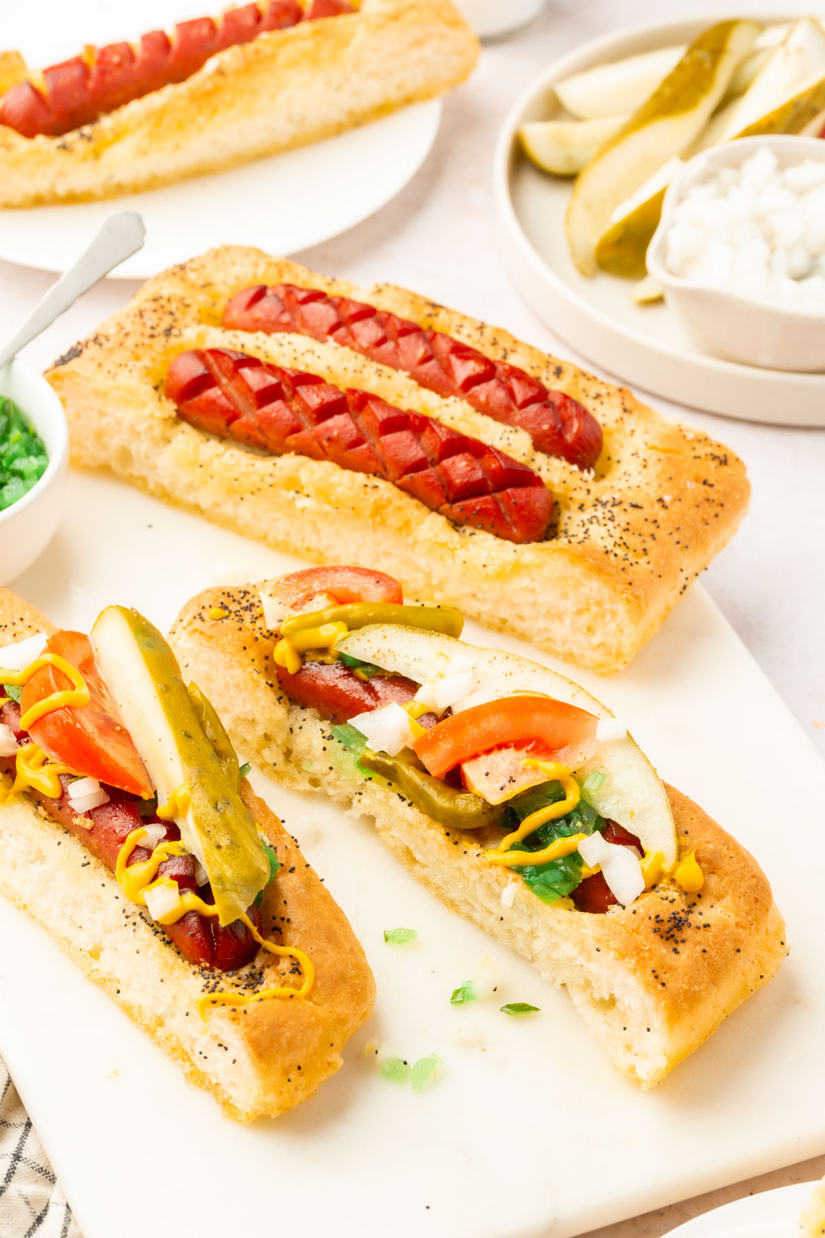 Gluten-Free Chicago Hot Dog Focaccia