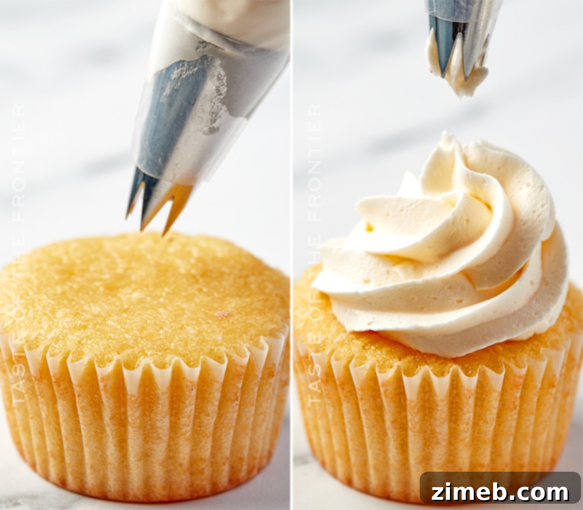Bubbly Buttercream 5 Decorating a cupcake with Champagne frosting, a festive treat