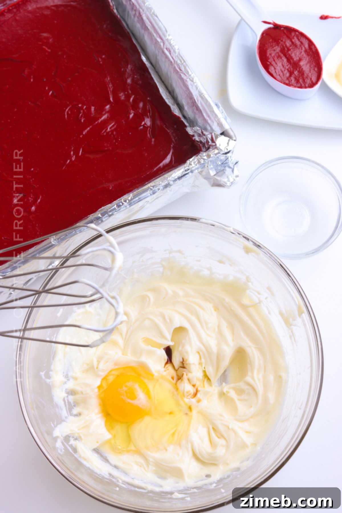 How to make the cream cheese layer for red velvet cream cheese brownies