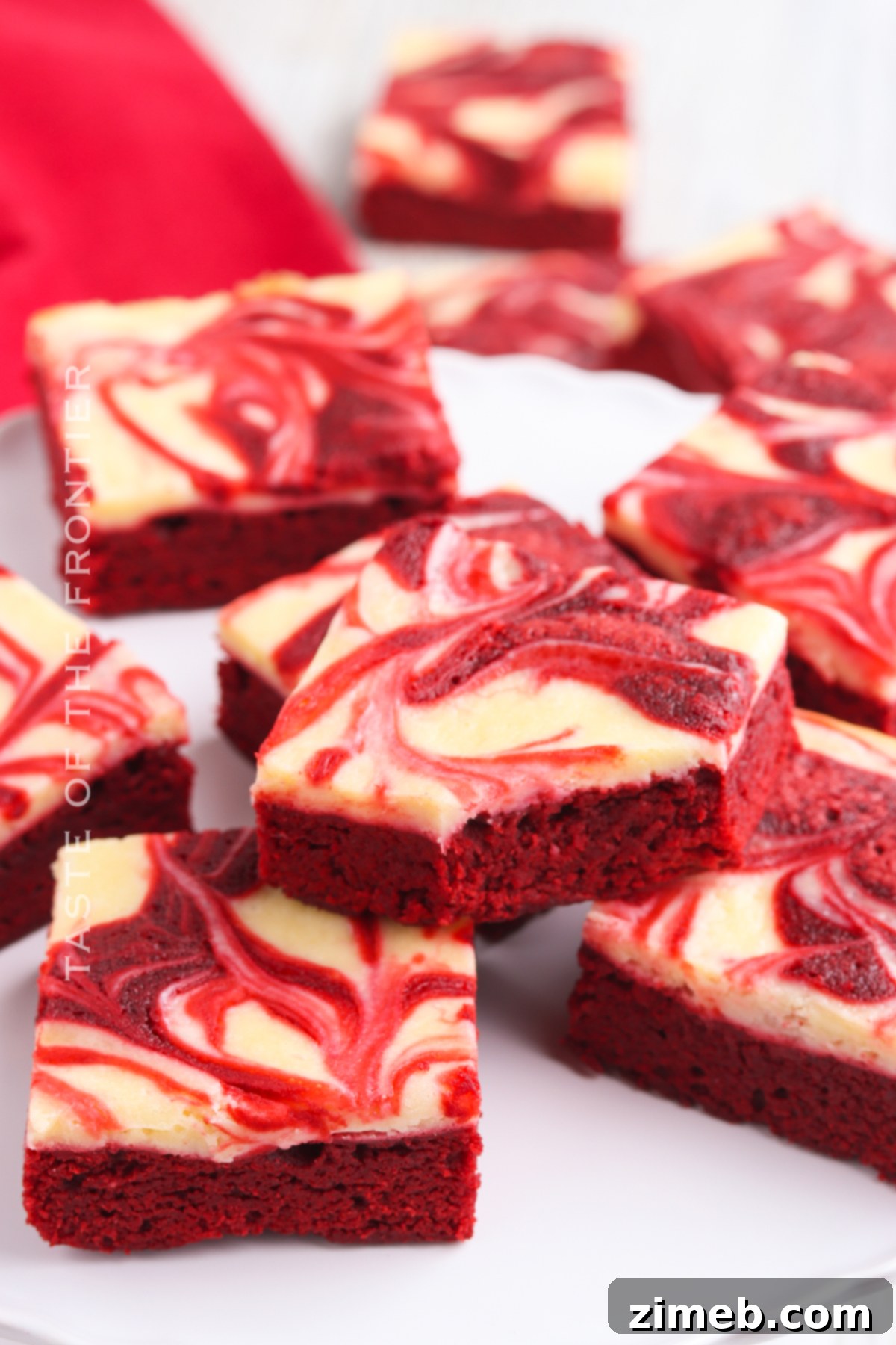 Red Velvet Cream Cheese Brownies Recipe Card Image