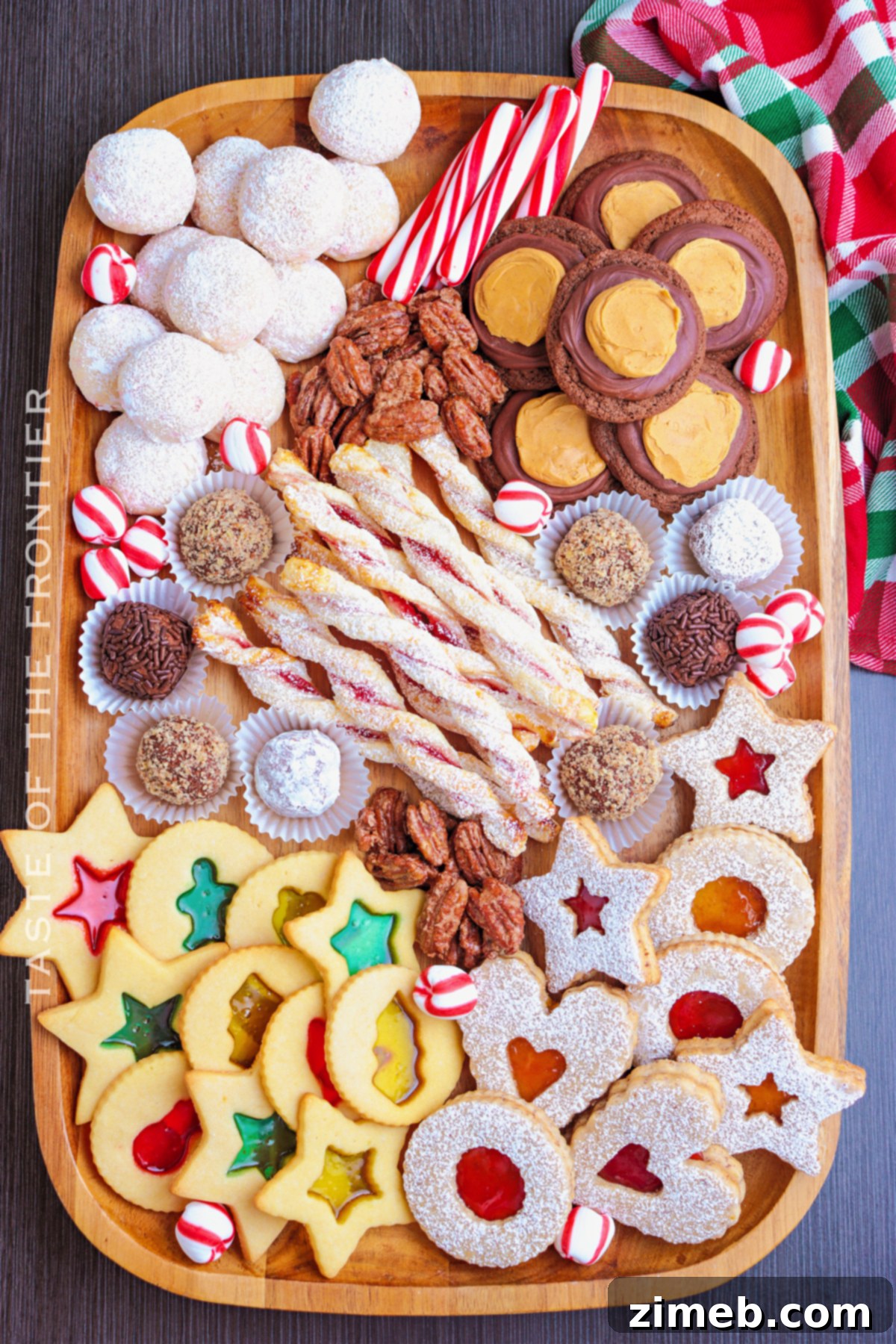 Festive Cookie Platter 2 Festive Christmas Cookie Board with a variety of holiday cookies and candies