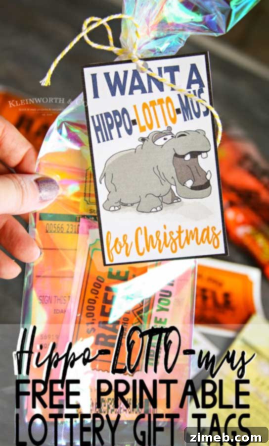 Simmering Scents 13 Hippo-LOTTO-mus Lottery Gift Tags