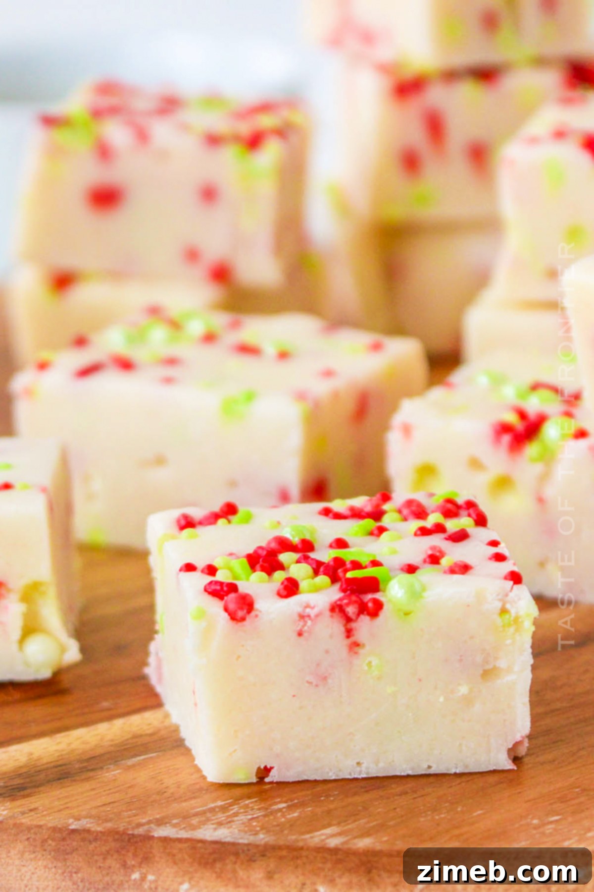 Decadent Christmas Cookie Fudge 3 white chocolate sugar cookie fudge with sprinkles