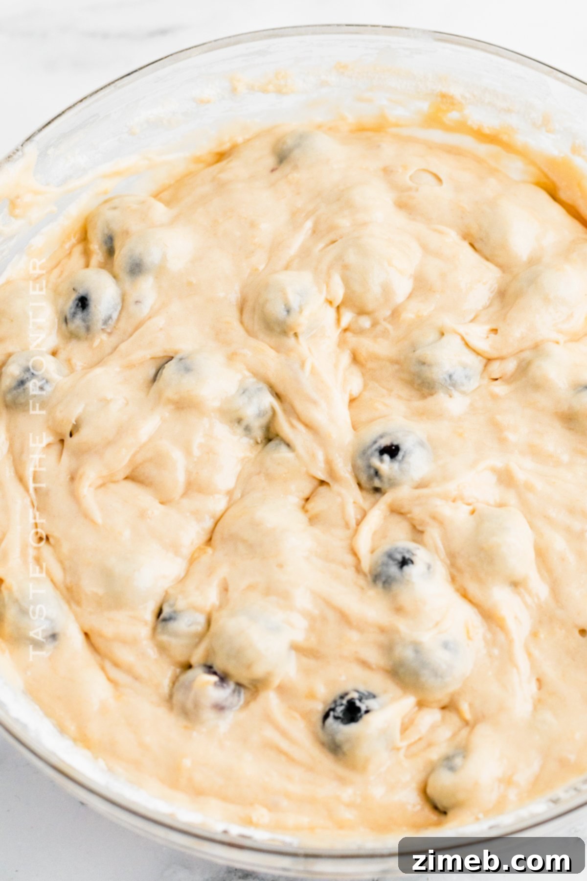 Golden Banana Blueberry Loaf 7 Banana bread batter ready for baking