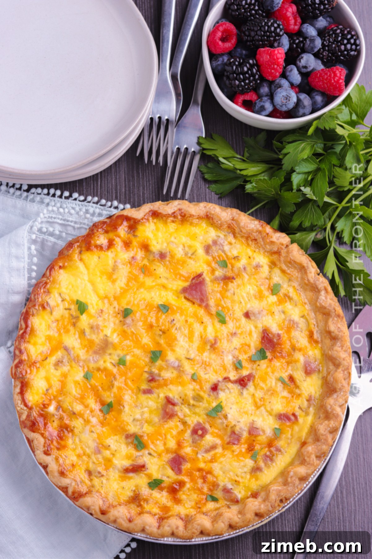 Golden Ham & Gruyere Quiche 2 recipe for Ham and Cheese Quiche, a delicious and easy breakfast or brunch idea