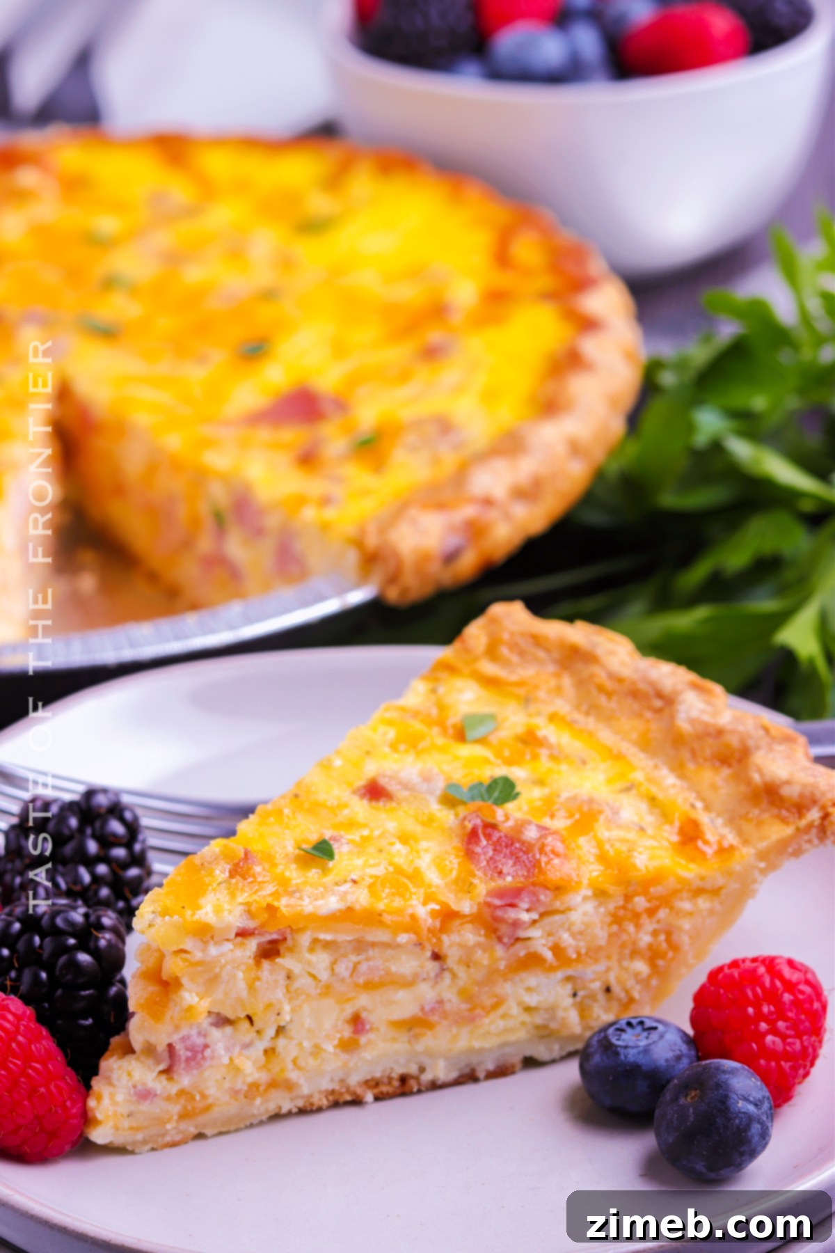 Golden Ham & Gruyere Quiche 16 slice of ham and cheese quiche ready to serve
