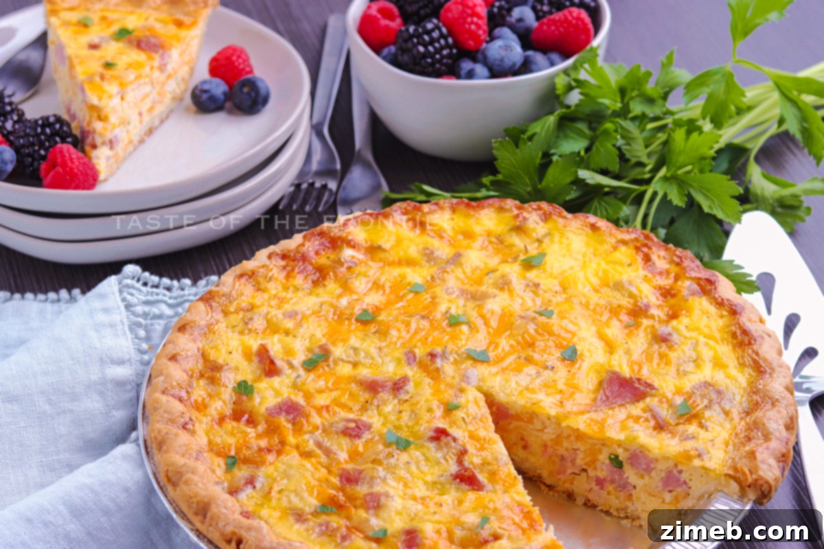 Golden Ham & Gruyere Quiche 3 morning meal with leftover ham, perfect for a make-ahead breakfast