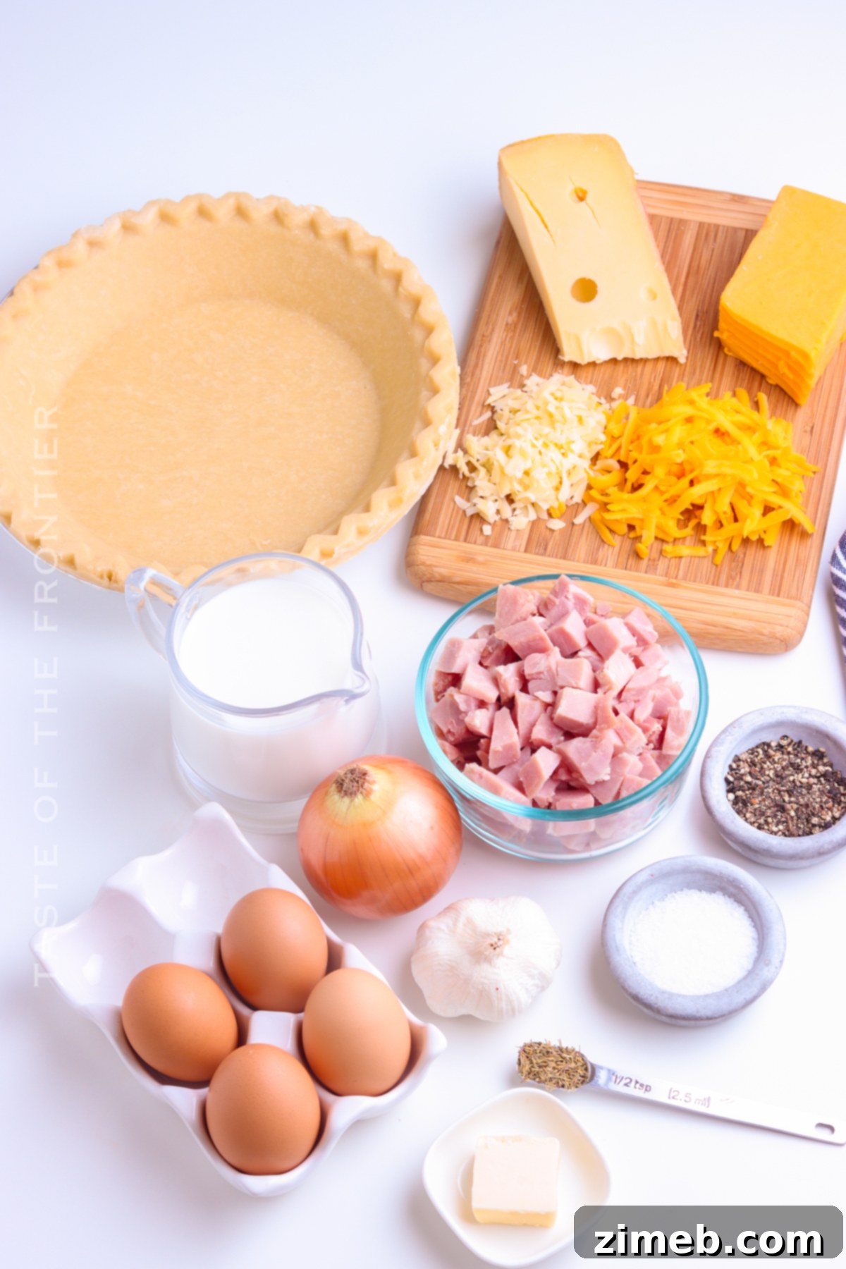 Golden Ham & Gruyere Quiche 4 ingredients for Ham and Cheese Quiche mixture