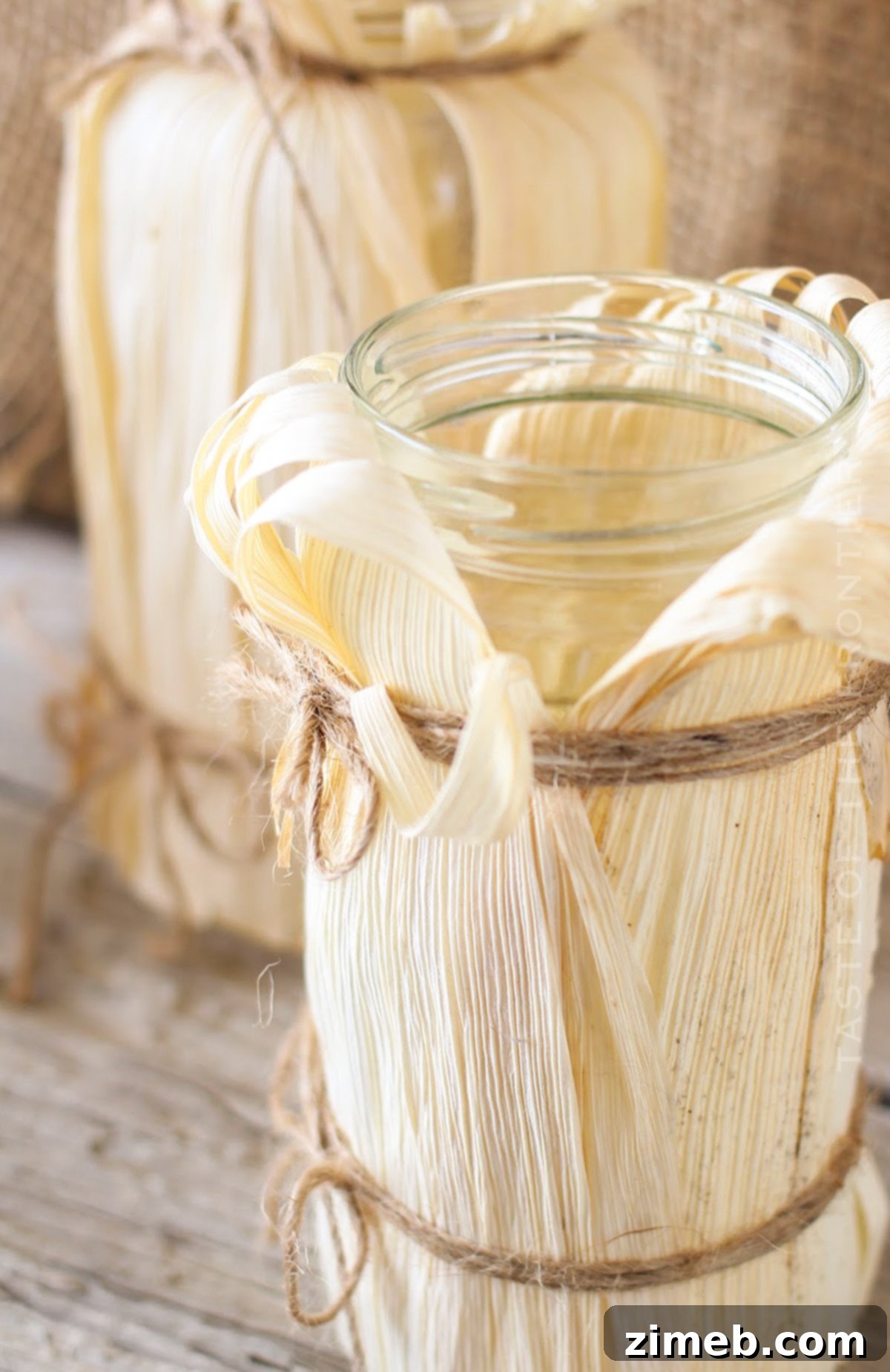 Artistic craft of making corn husk luminaries, showcasing natural materials