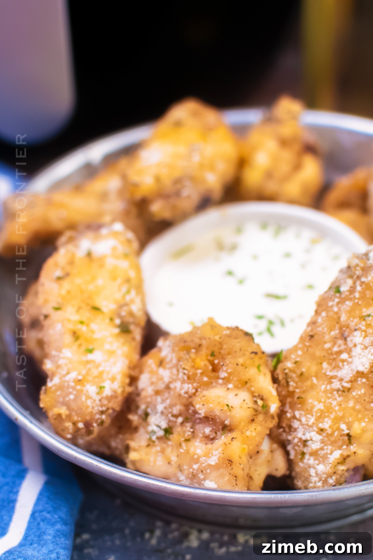 Crispy Air Fryer Garlic Parmesan Chicken Wings 3 game day appetizer copycat recipe