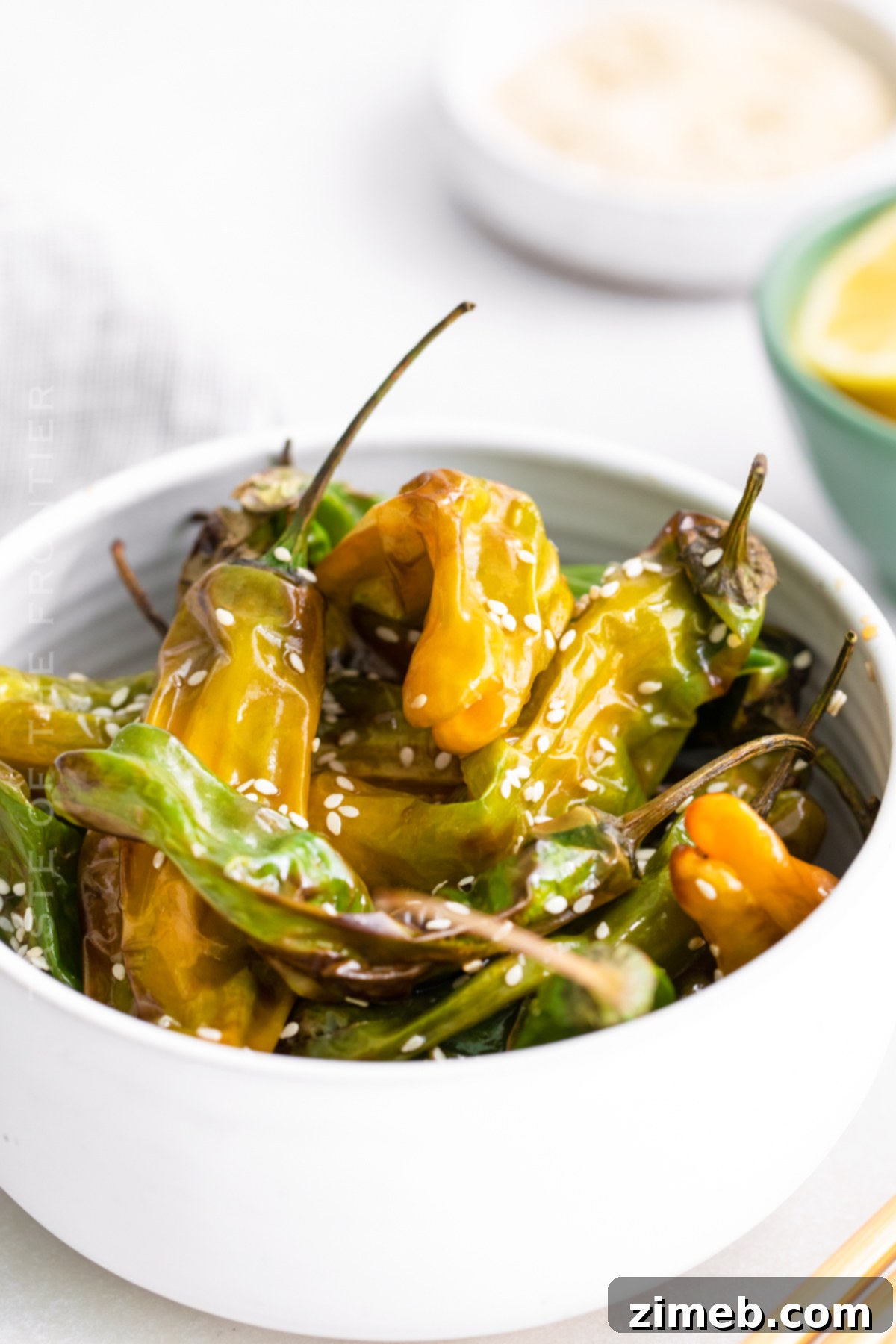 Blistered Air Fryer Shishito Peppers 2 Air Fryer game day snacks featuring crispy shishito peppers