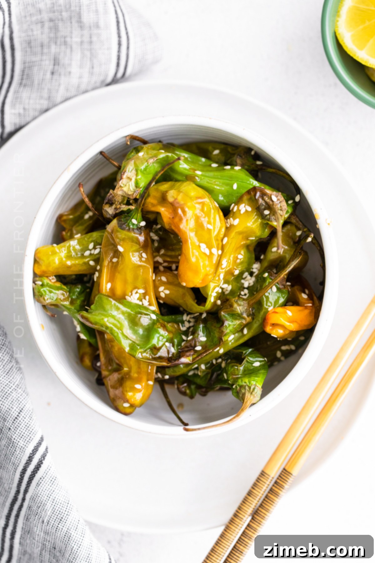 Blistered Air Fryer Shishito Peppers 8 Game day air fryer snacks including shishito peppers