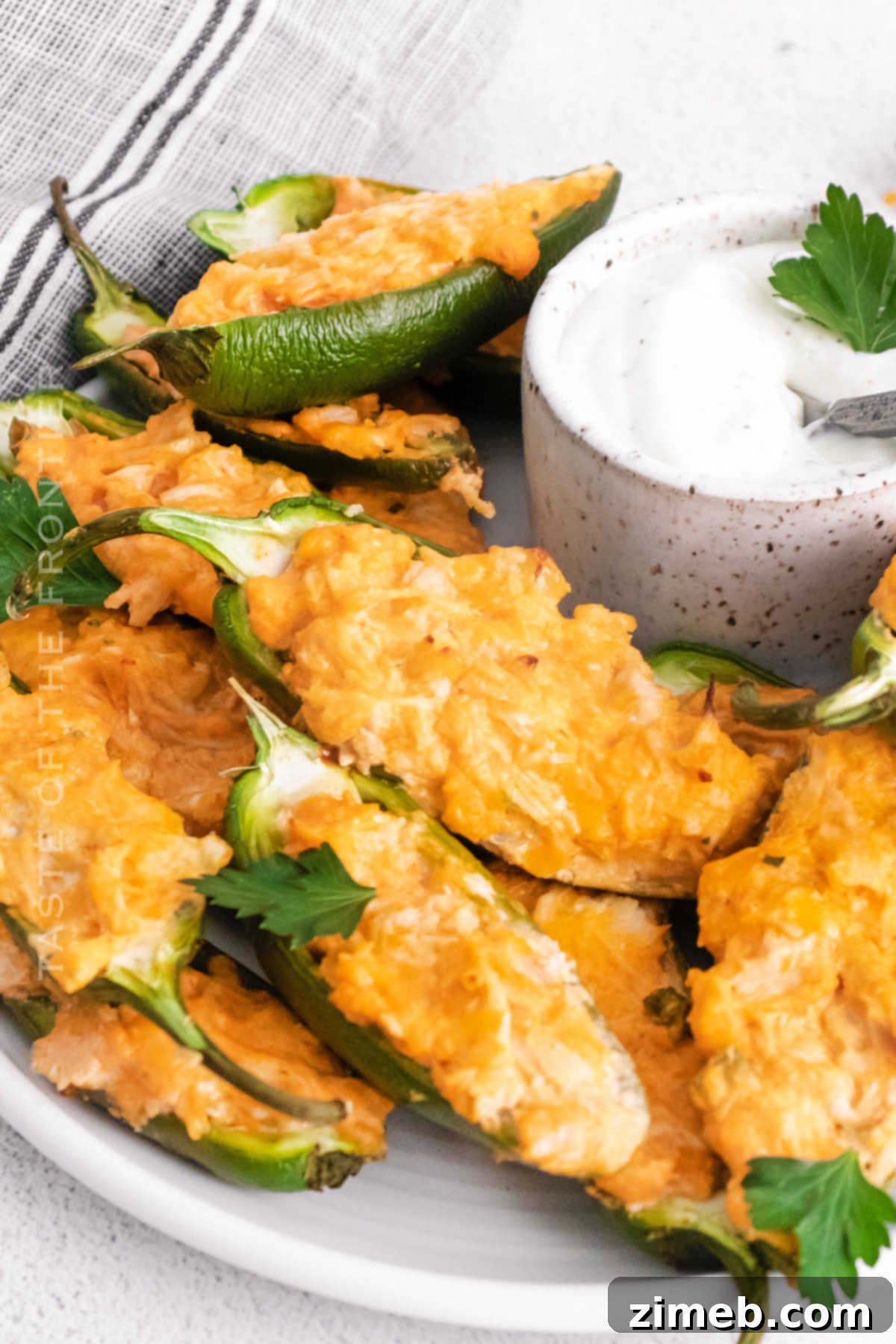 Final plated recipe for Baked Jalapeno Poppers
