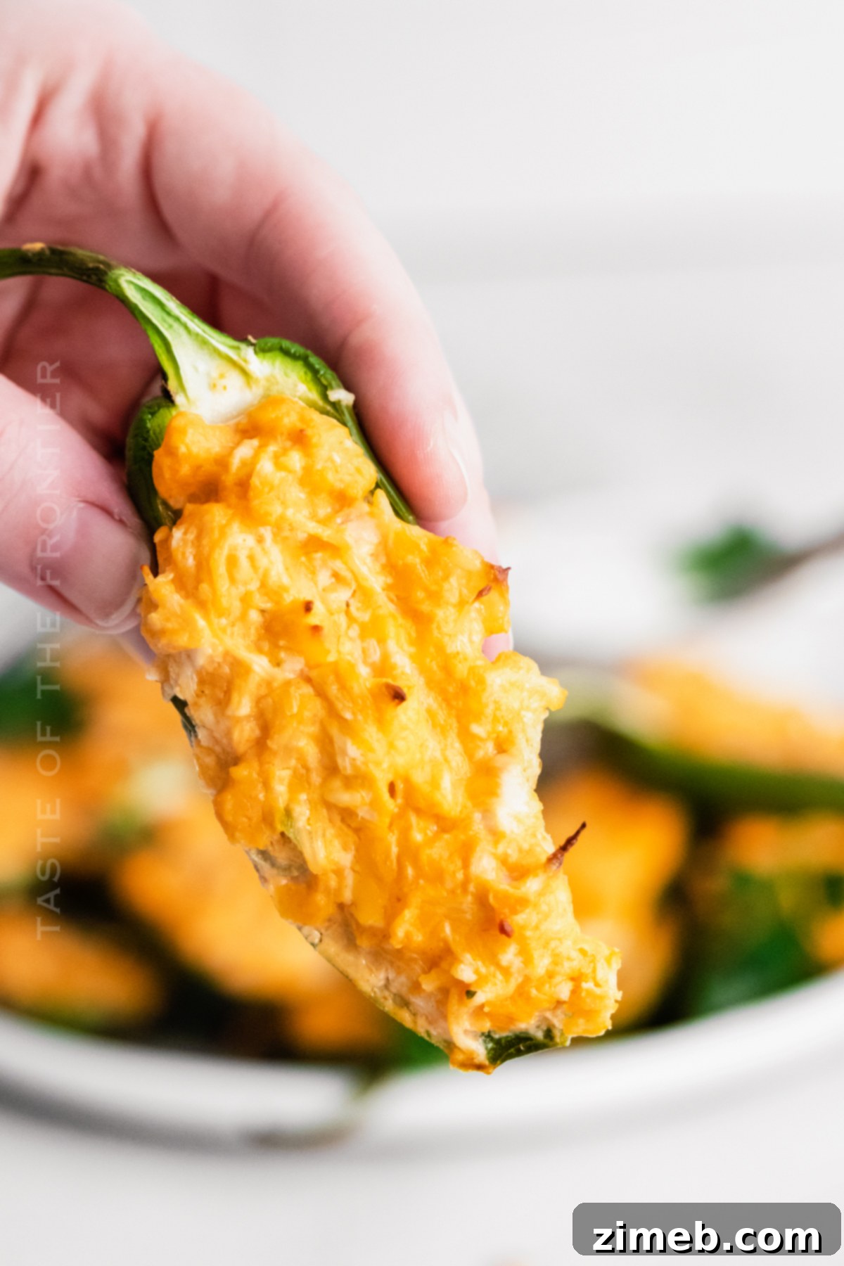 Appetizer of buffalo chicken poppers, ready for serving