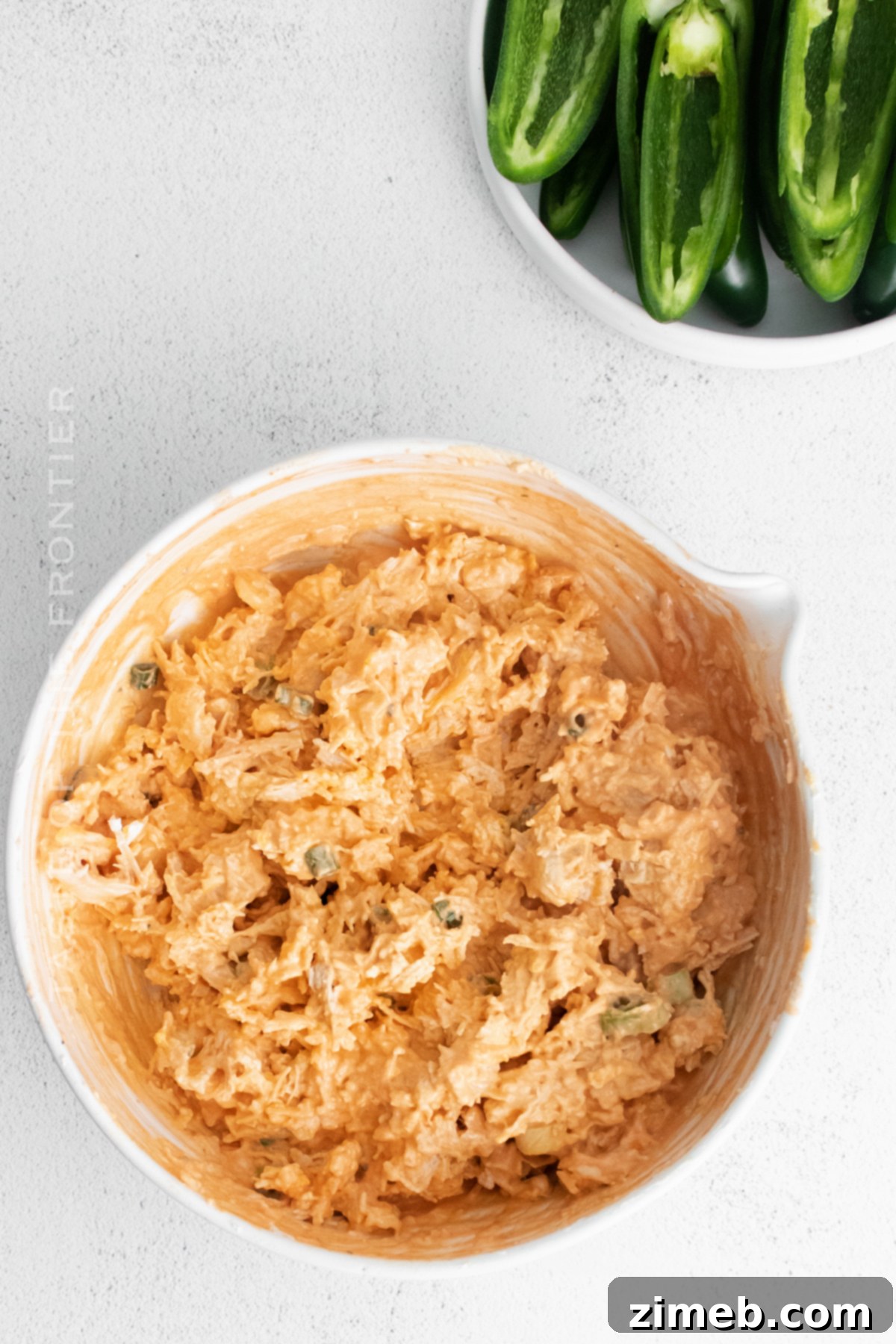 Step-by-step image showing how to make the filling for the poppers