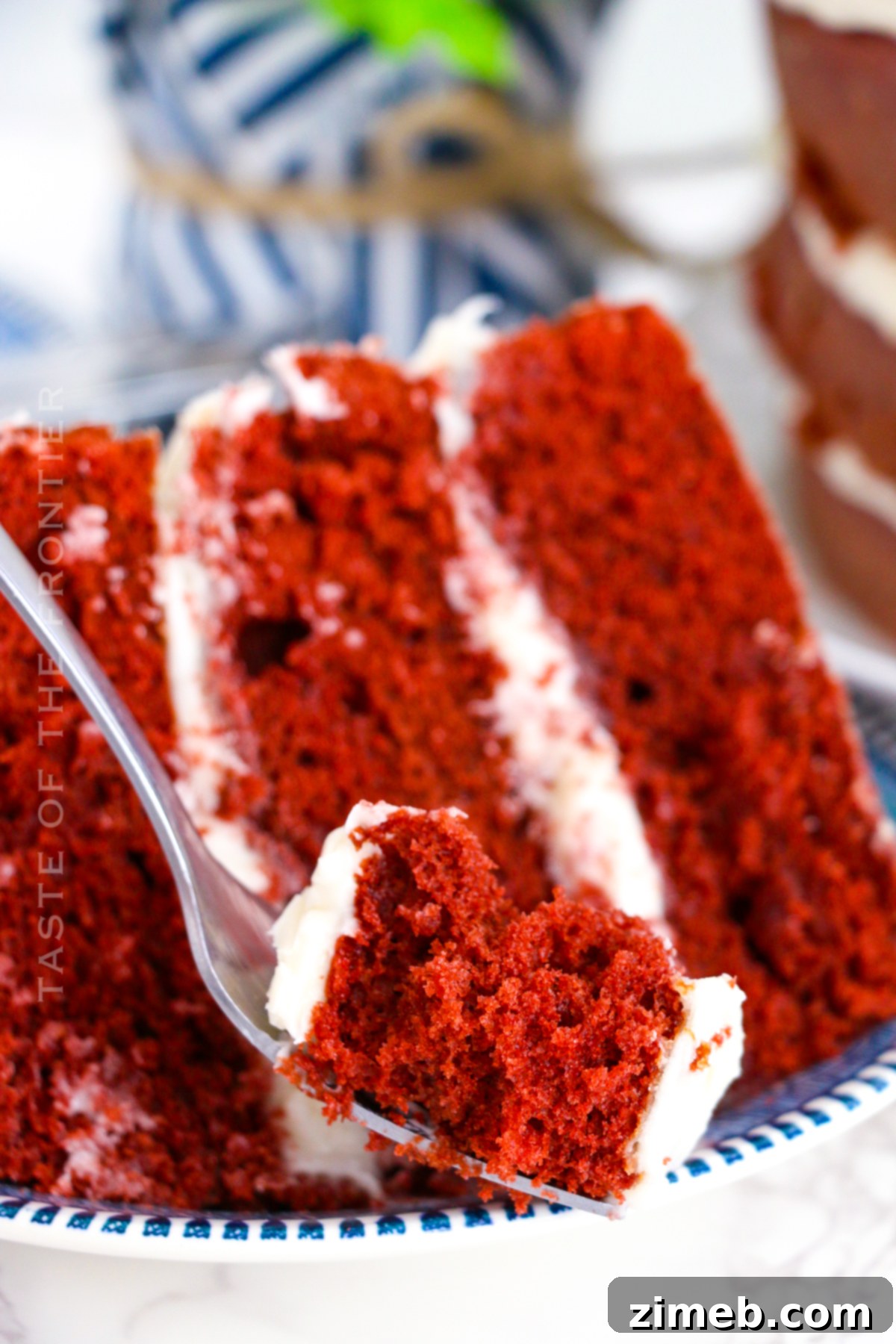 bite of 3-layer cake