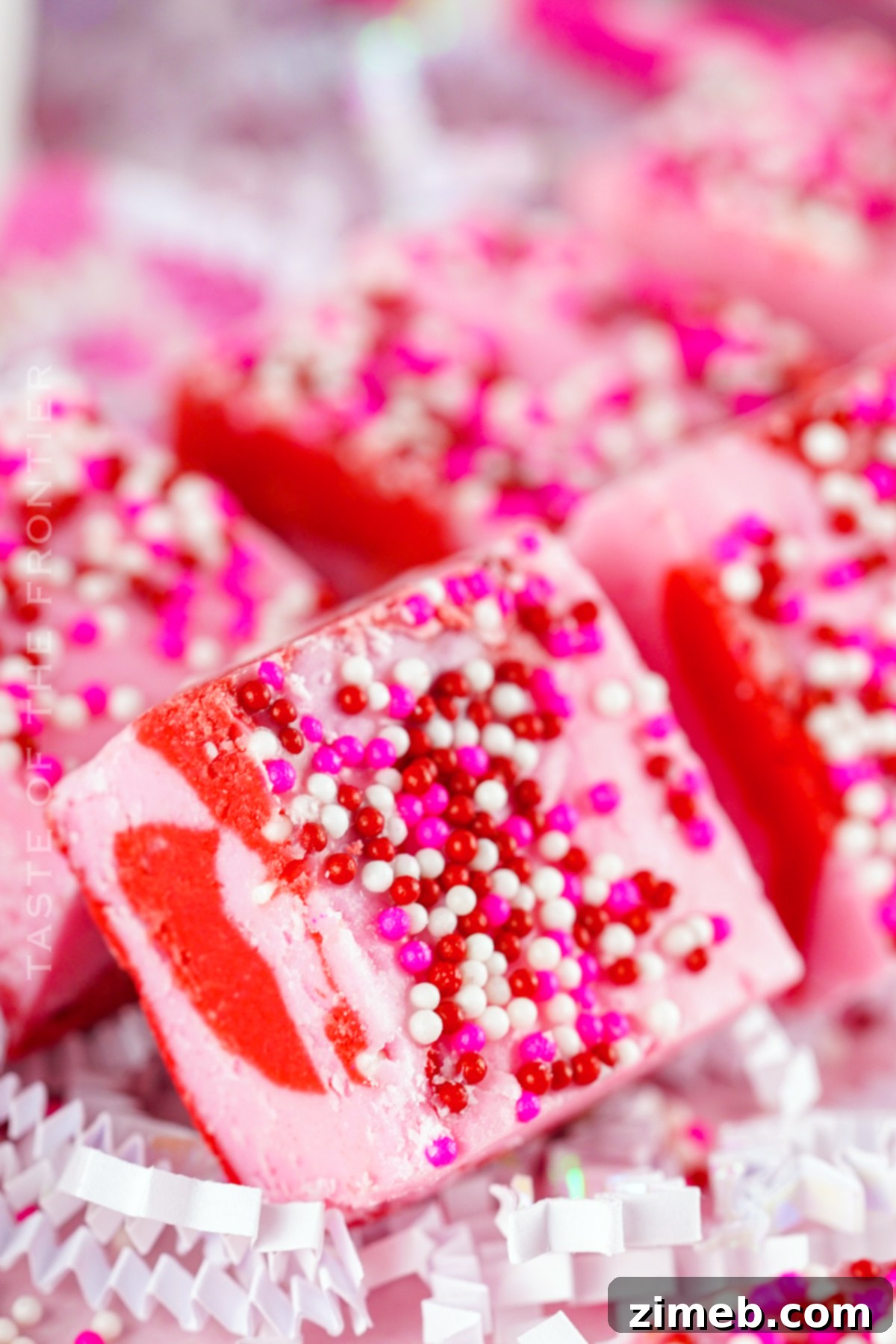 Valentine themed strawberry fudge