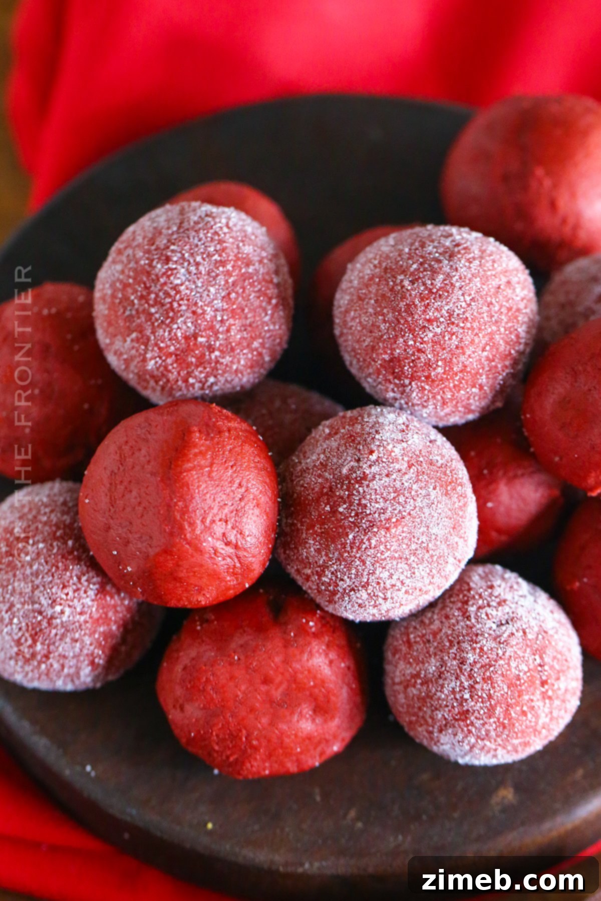 Velvet Ruby Indulgence 15 A beautiful arrangement of Valentine's Day no-bake treats, including red velvet truffles.