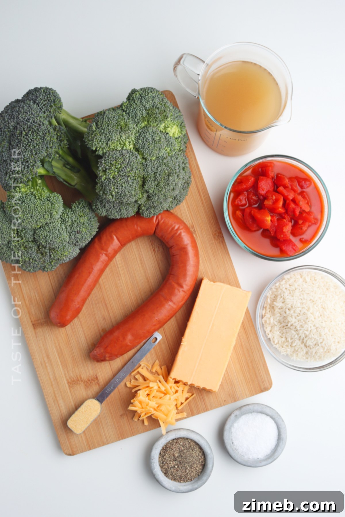 Hearty Sausage and Rice Bake 4 Sausage and Rice Casserole Ingredients laid out for preparation