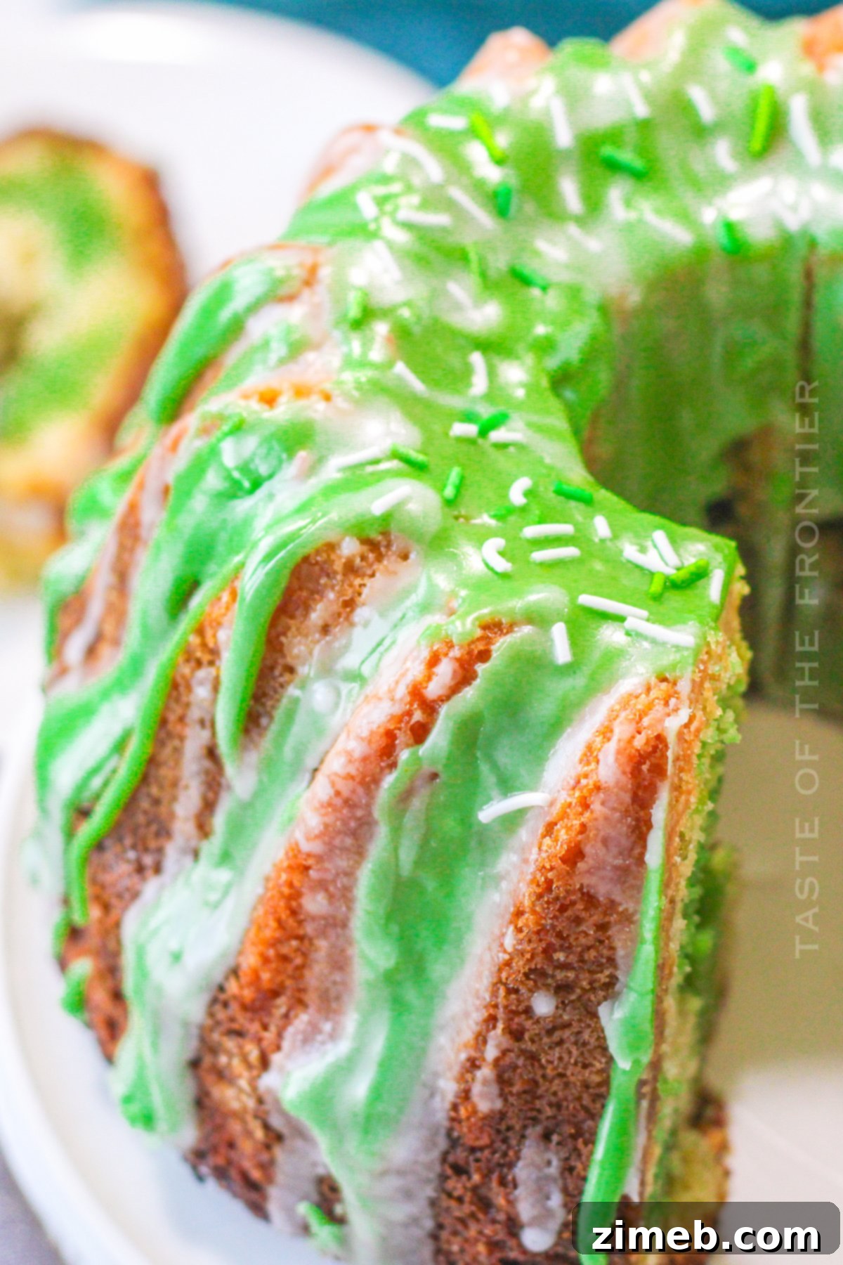 St. Patrick’s Day Cake, a festive green and white dessert.