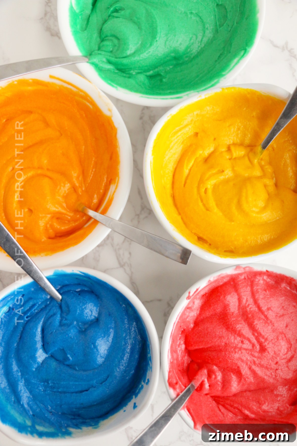 Rainbow Cake 6 rainbow cake batter colors