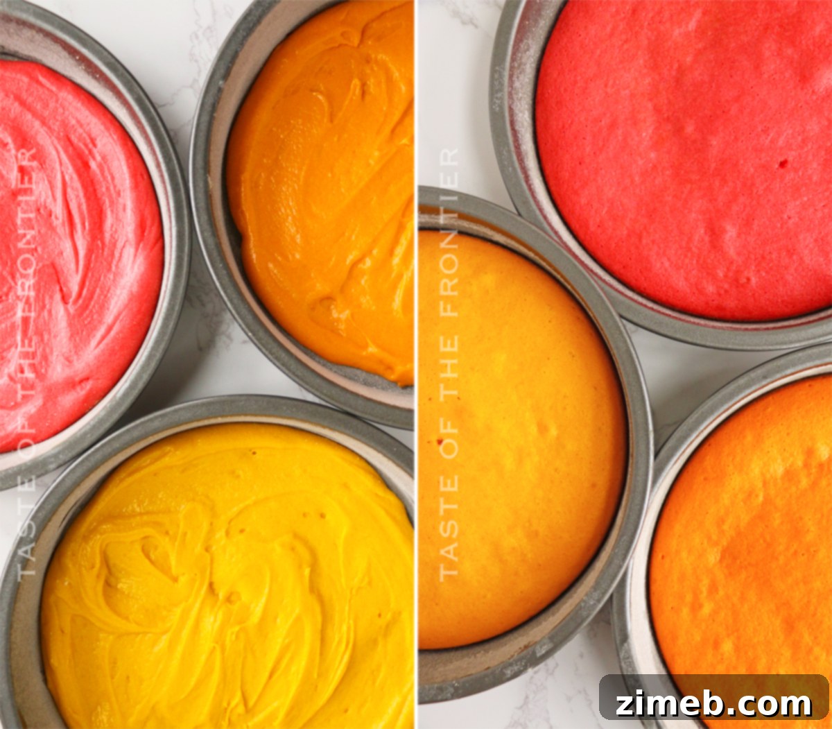 Rainbow Cake 7 baking the color layers