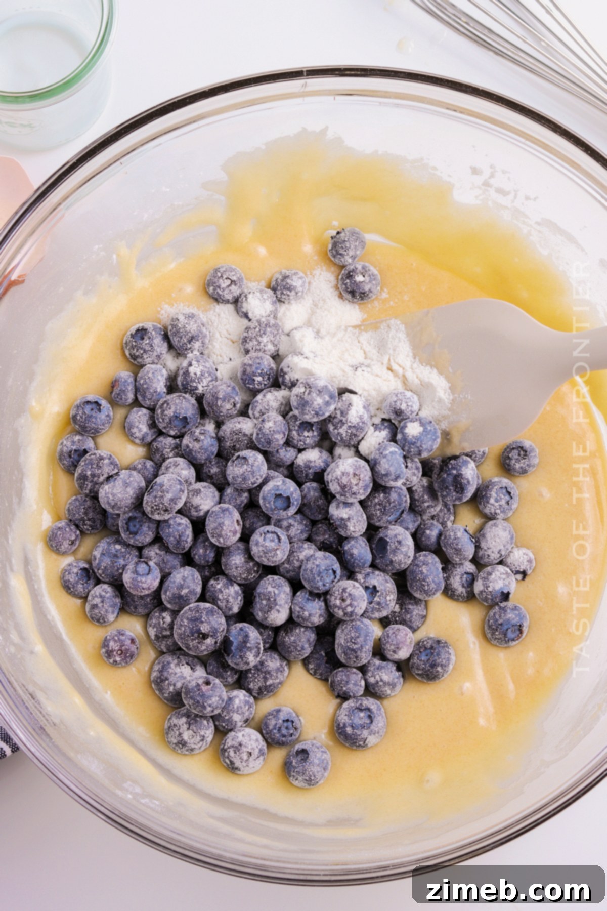 Best Blueberry Muffin Recipe 6 Muffin Batter ready for baking - A bowl of delicious blueberry muffin batter.