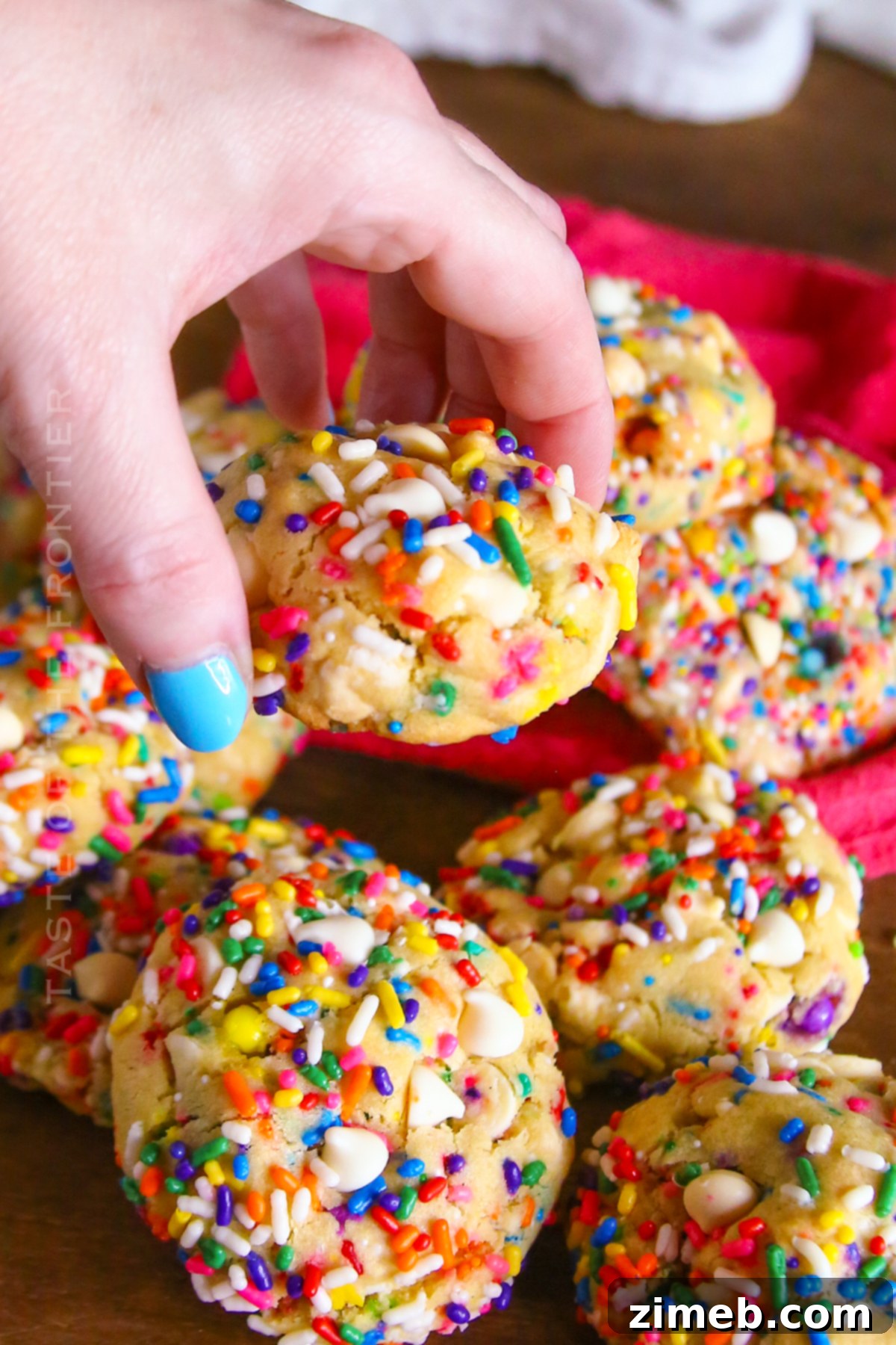A festive platter of celebration cookies, including birthday cake cookies.