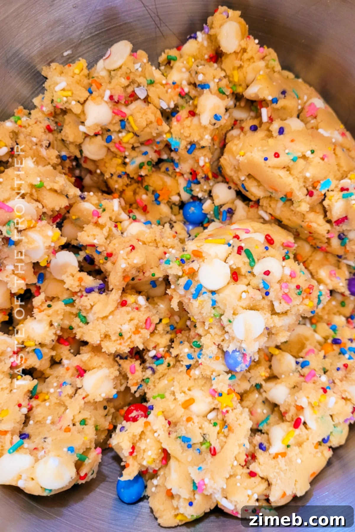 Freshly baked birthday cake cookies cooling on a wire rack, no chill cookie dough
