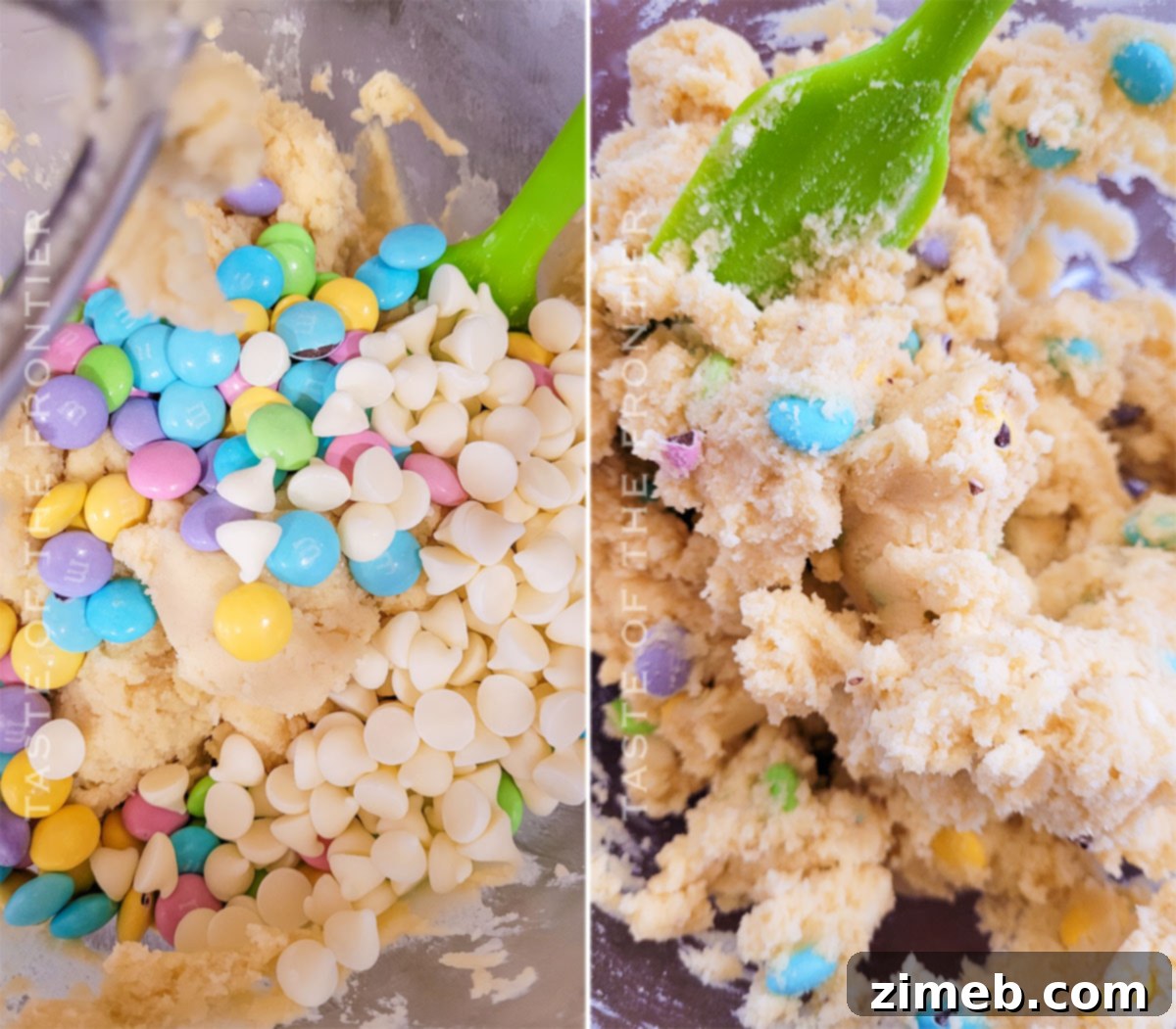 Easter M&M Cookies 6 adding mix-ins to the dough