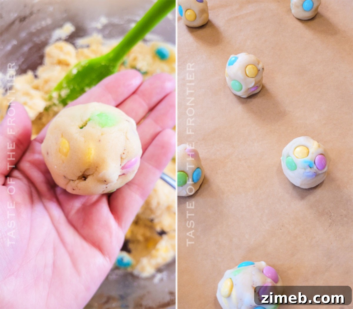 Easter M&M Cookies 7 rolling the dough