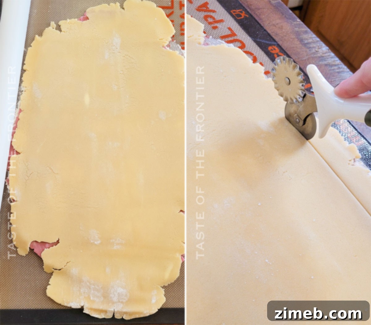 Springtime Easter Sugar Delights 7 Rolling stacked cookie dough into a log to create pinwheel shapes.