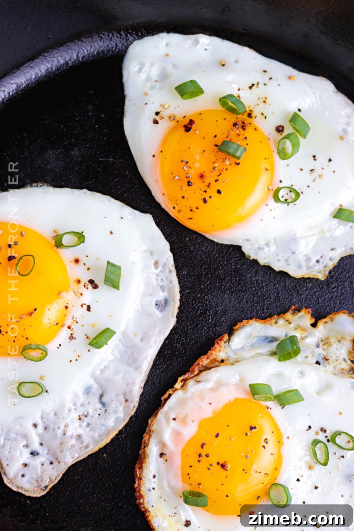 Final plated image of the perfect fried eggs recipe