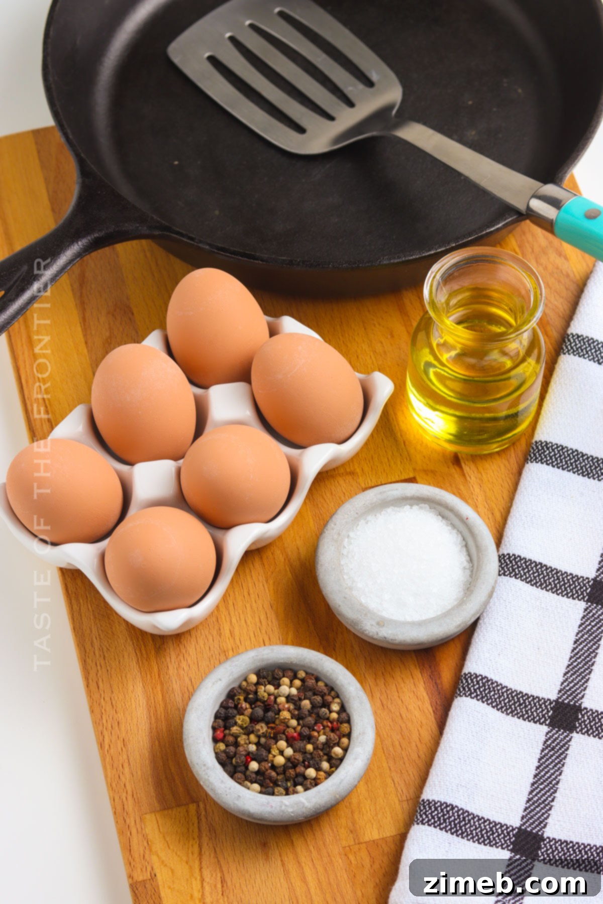 Ingredients for making perfect fried eggs