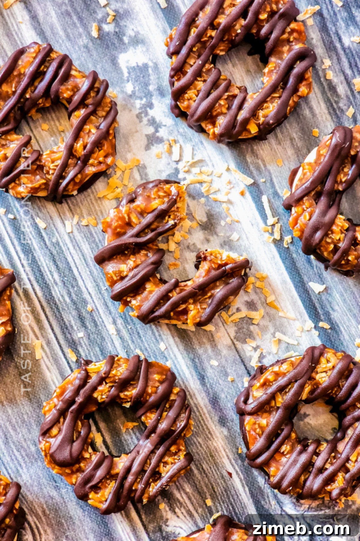 Copycat Girl Scout Samoa Cookie Recipe close up on a platter
