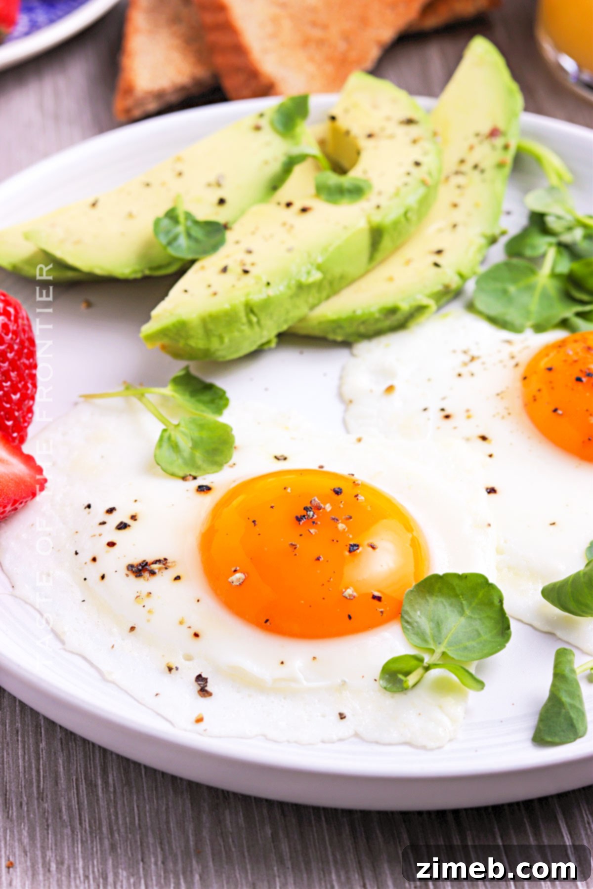Sunrise on a Plate 3 Sunny Side Eggs Recipe with a golden, liquid yolk