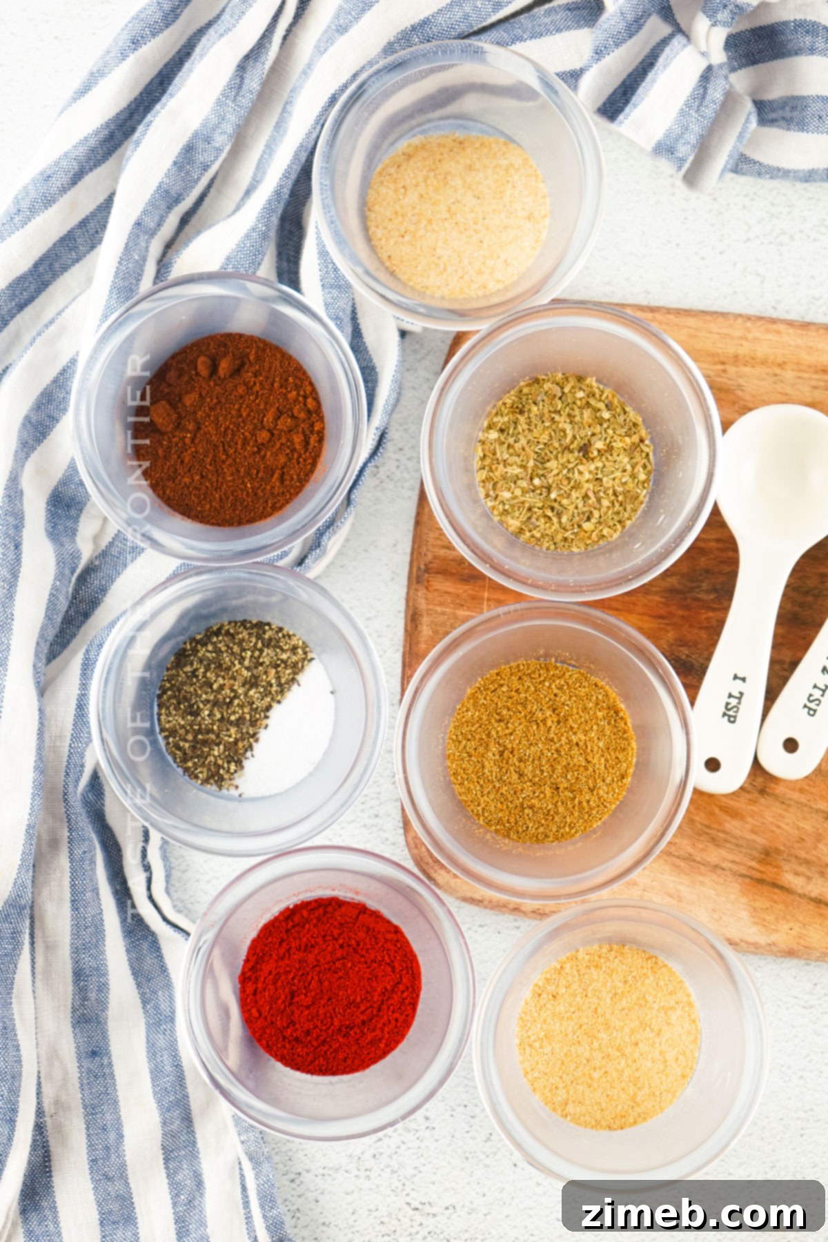 Fiesta Taco Blend 4 Homemade taco seasoning ingredients laid out