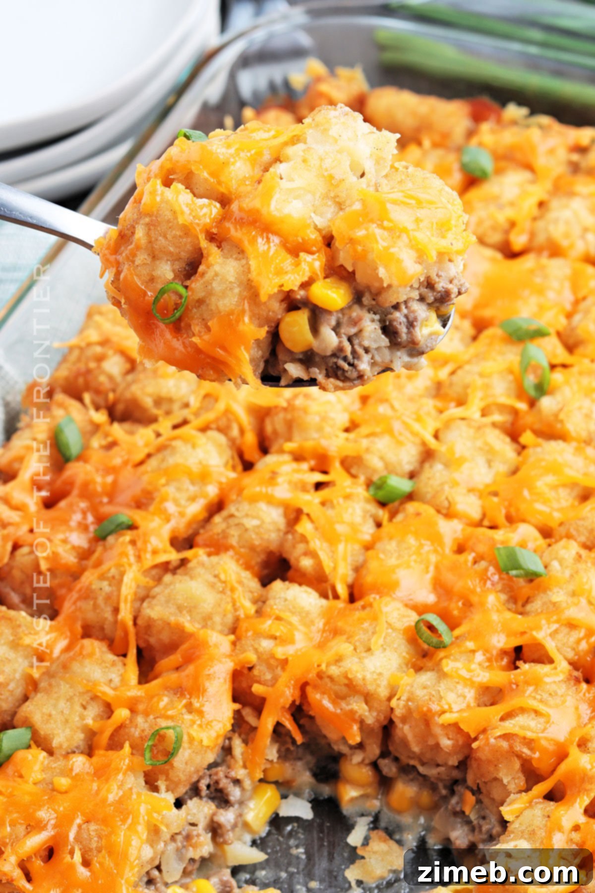 Delicious Tater Tot Casserole ready to eat