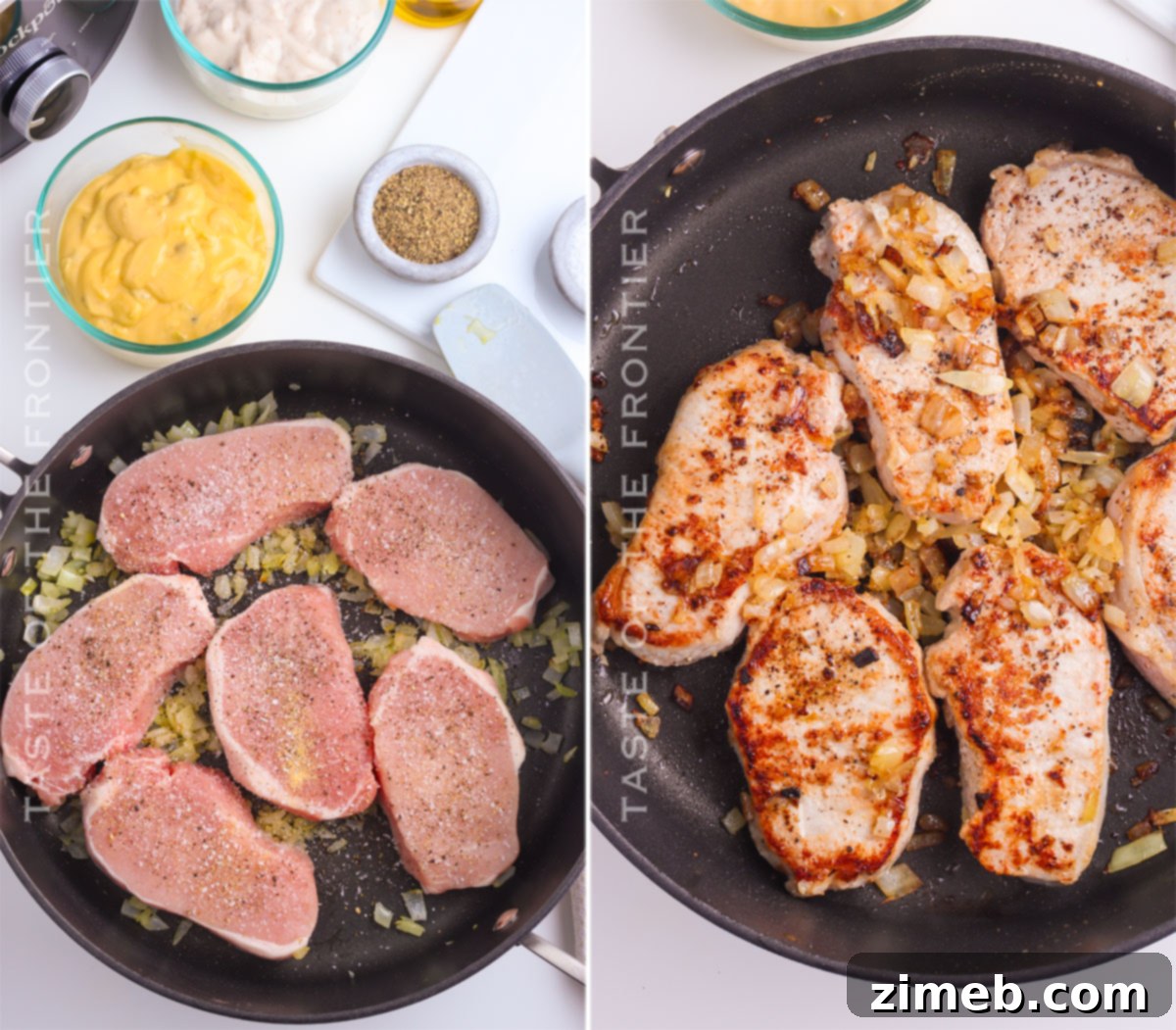 Melt-in-Your-Mouth Slow Cooker Pork Chops 5 browning the pork
