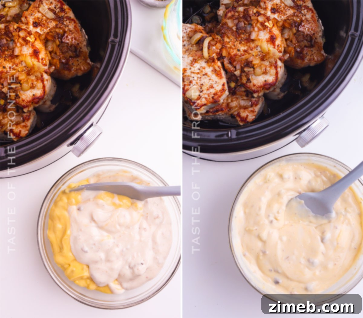 Melt-in-Your-Mouth Slow Cooker Pork Chops 7 making the sauce