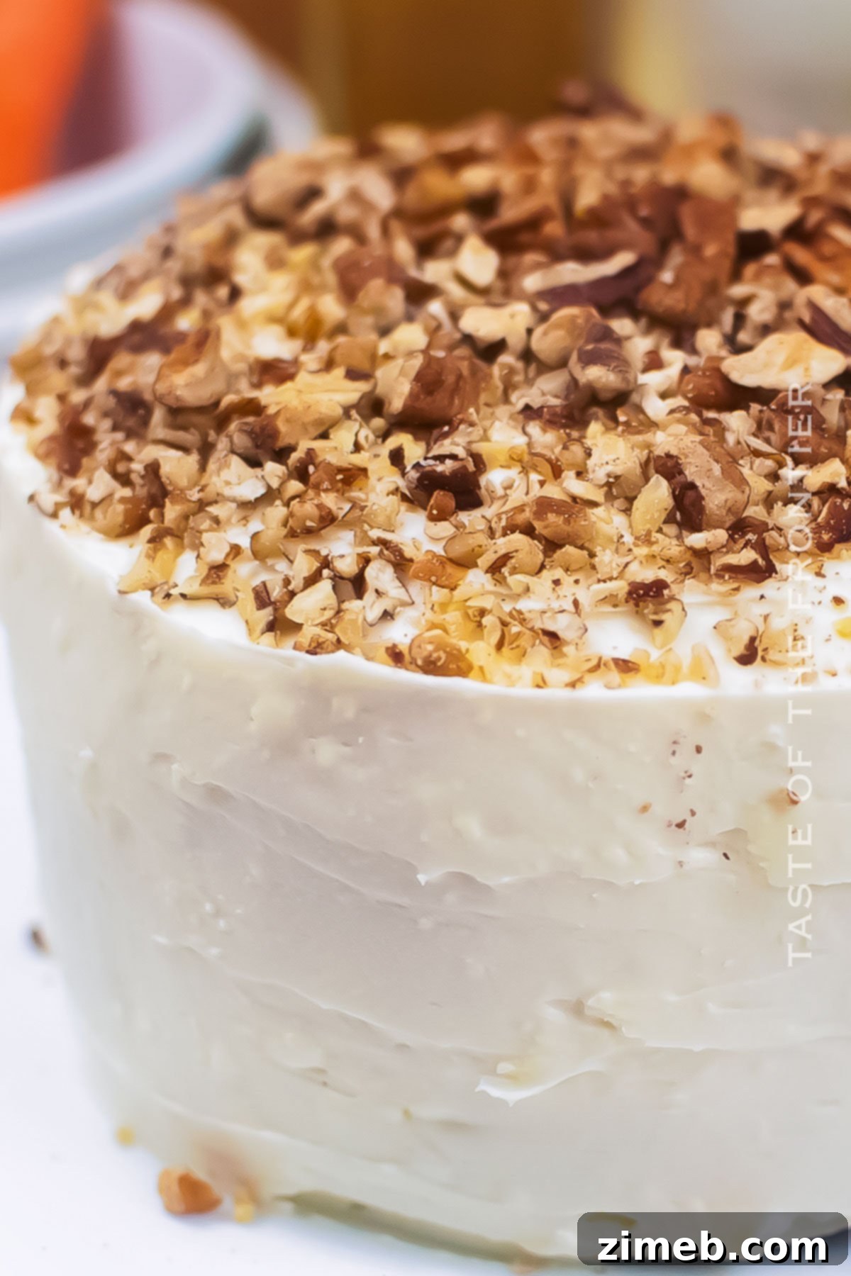 Carrot Cake topped with nuts