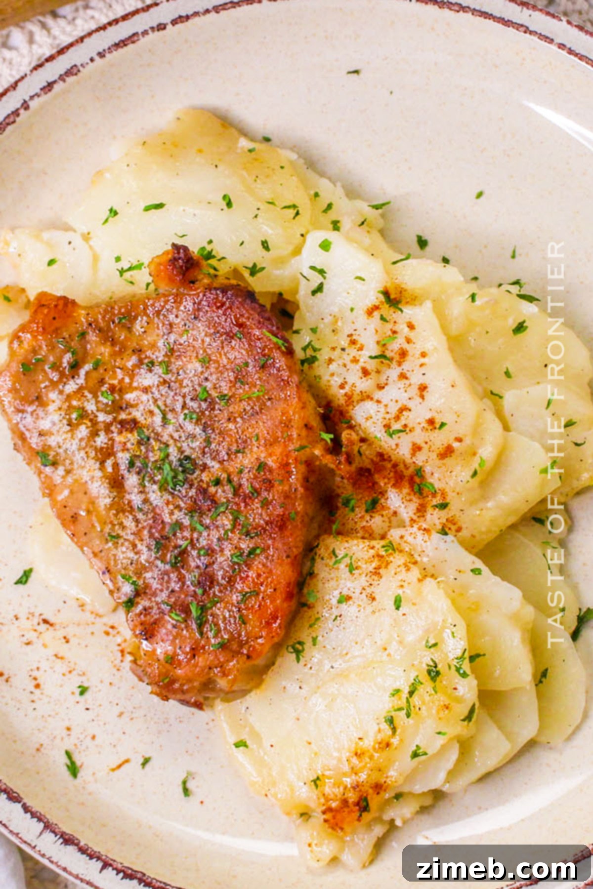 Hearty Pork Chops with Creamy Scalloped Potatoes 15 served comfort food dinner