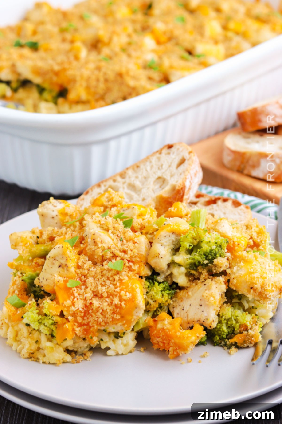 Hearty Chicken Broccoli Bake 3 Easy chicken casserole with broccoli and rice, smothered in cheese