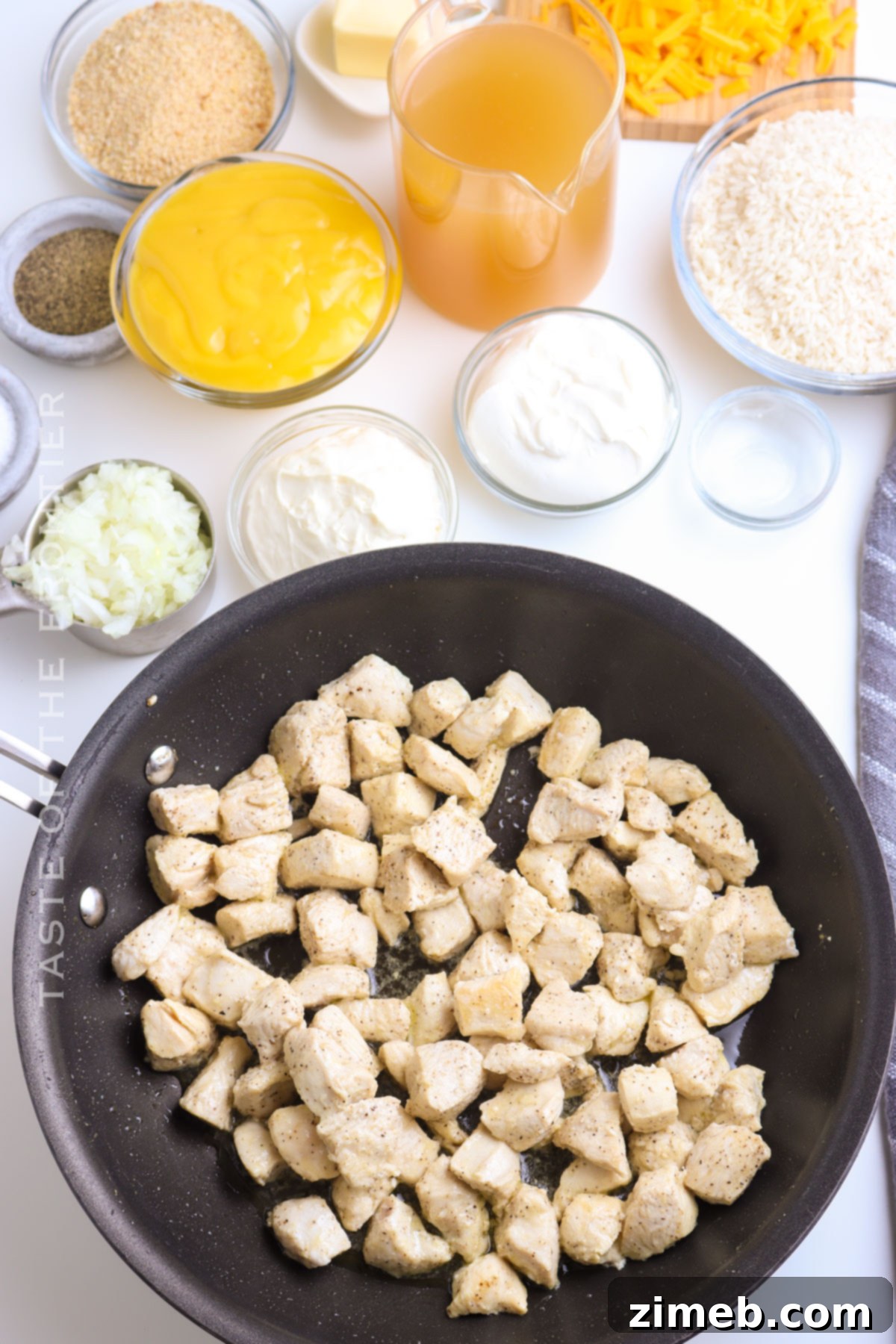 Hearty Chicken Broccoli Bake 5 Cooking chicken breast for the cheesy broccoli rice casserole