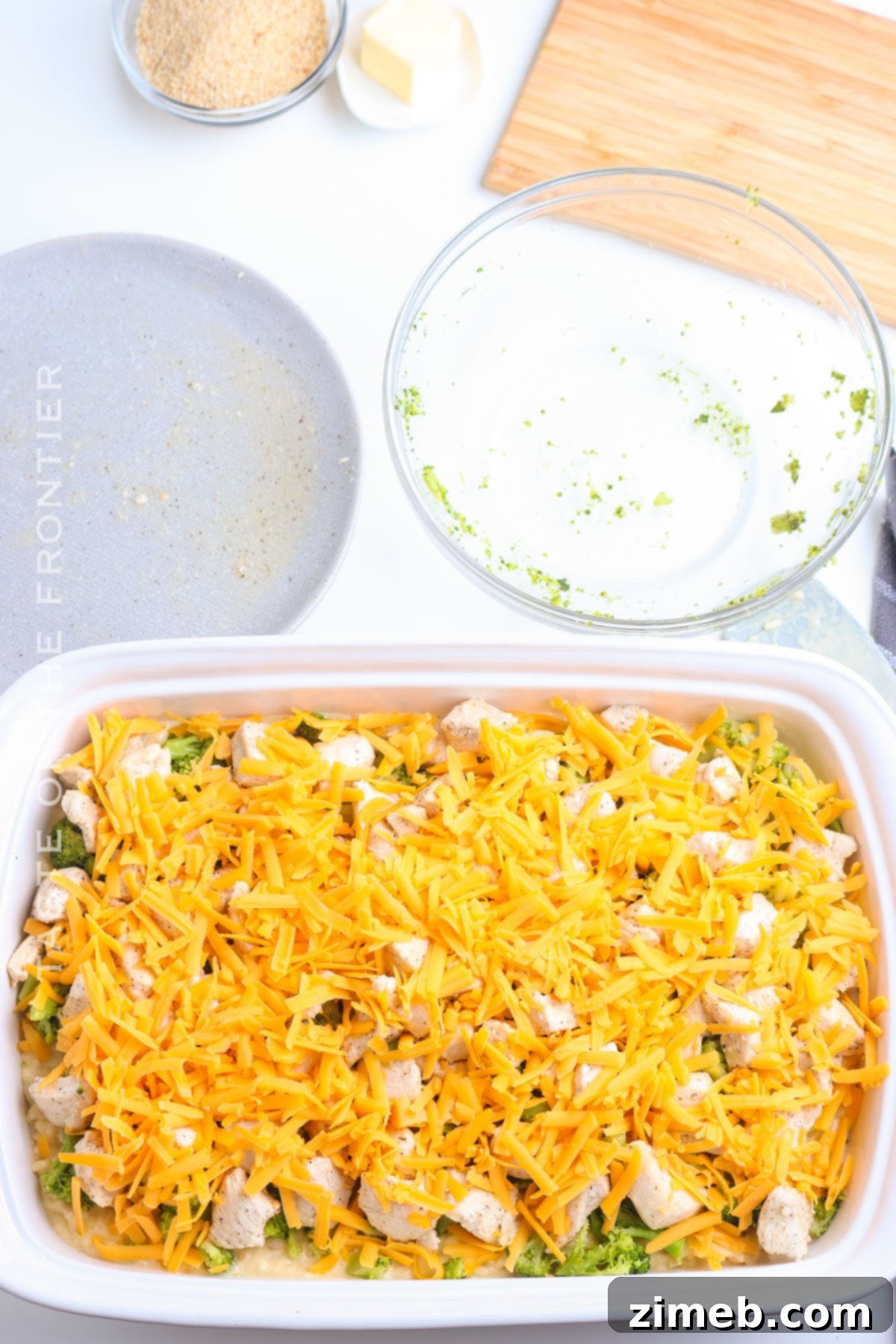 Hearty Chicken Broccoli Bake 8 Chicken broccoli casserole ready to be baked in the oven