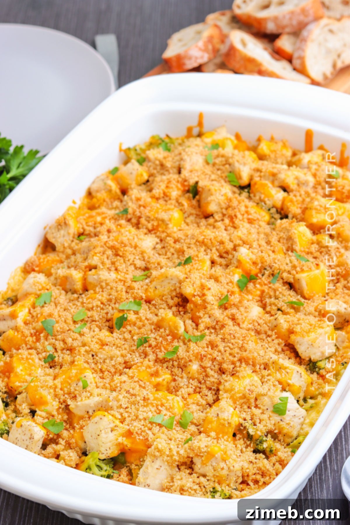 Hearty Chicken Broccoli Bake 9 Baking the cheesy chicken broccoli casserole in the oven